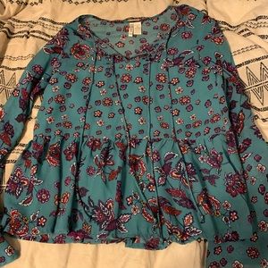 Floral top with bell sleeves